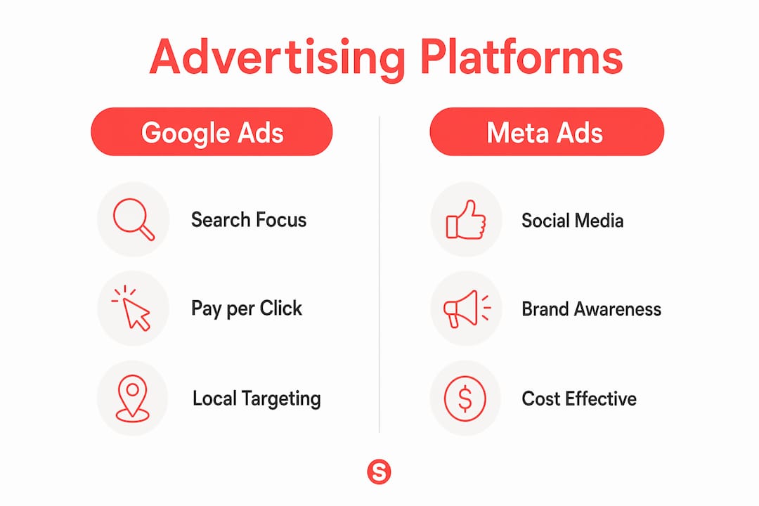 Infographie comparant Google Ads et Meta Ads