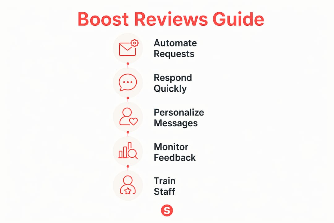 Infographie montrant les étapes pour booster les avis en ligne