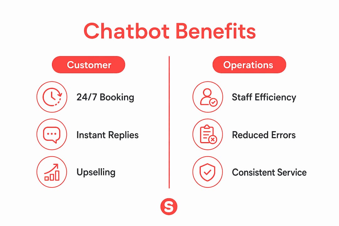 Infographie comparant les avantages des chatbots pour les clients et les opérations