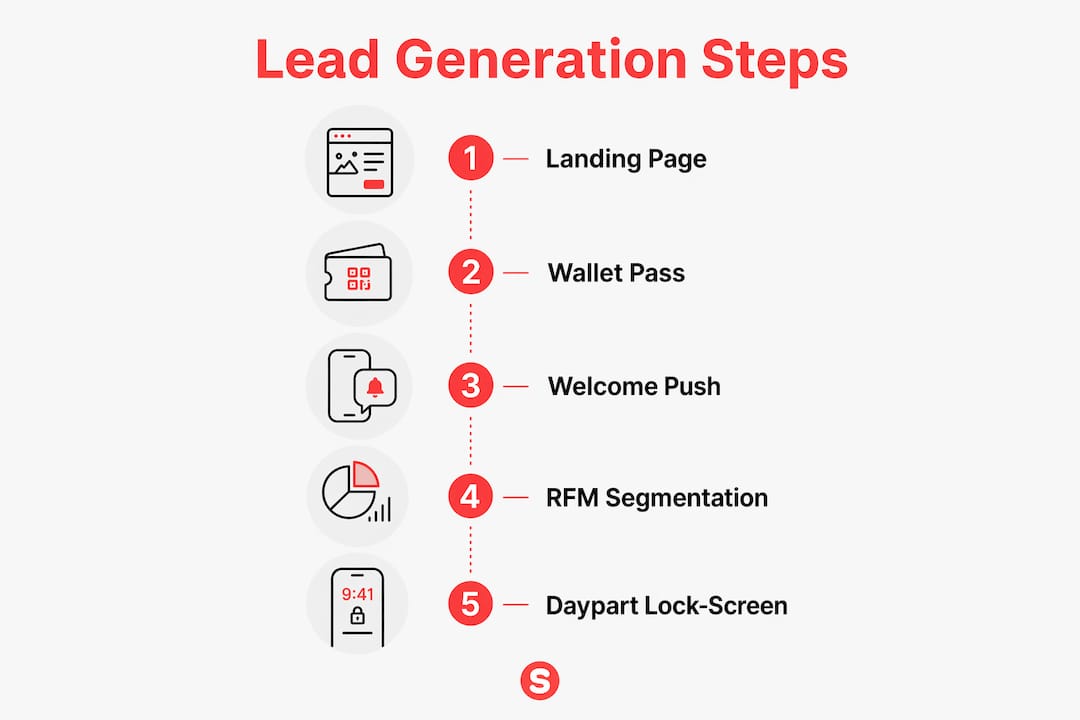 Infographic illustrating restaurant lead generation steps