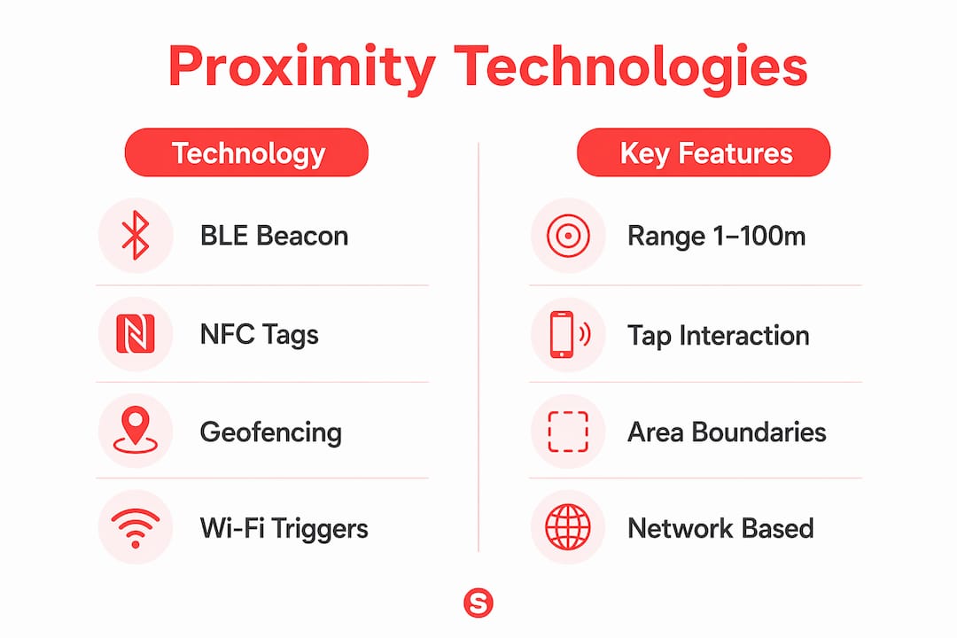 Infographic comparing proximity marketing technologies