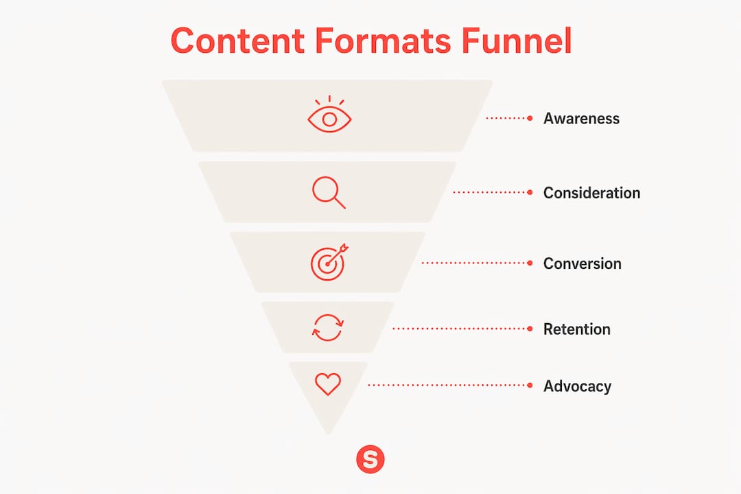 Infographic showing content marketing funnel stages
