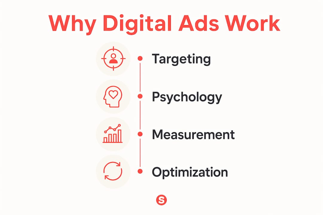 Infographic illustrating why digital ads succeed