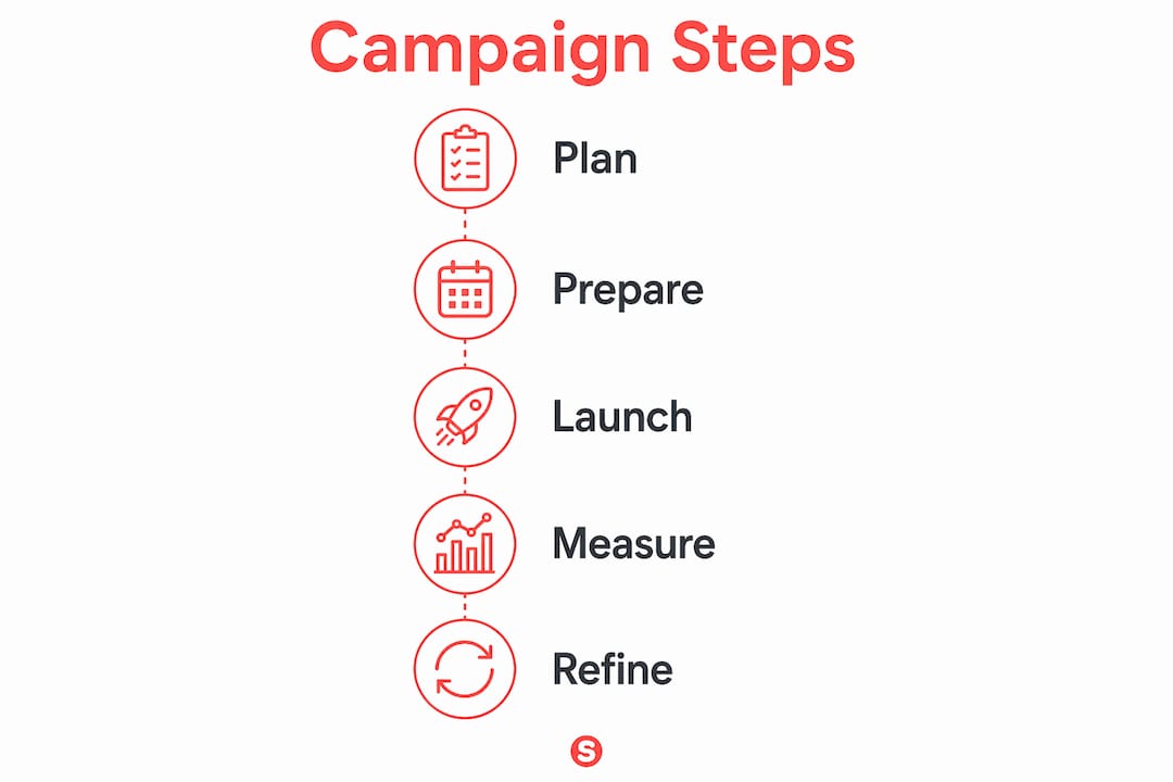 Infographic showing restaurant promotion campaign steps