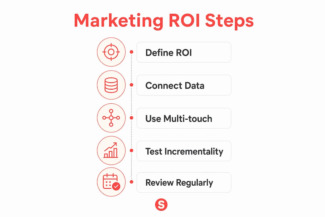 Infographie montrant les étapes pour un ROI marketing restaurant précis
