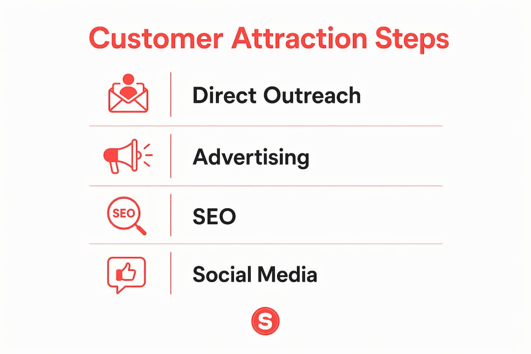 Infographie illustrant les principales méthodes pour attirer des clients