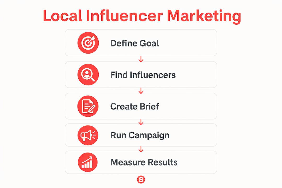 Infographie décrivant les étapes du marketing d'influence local