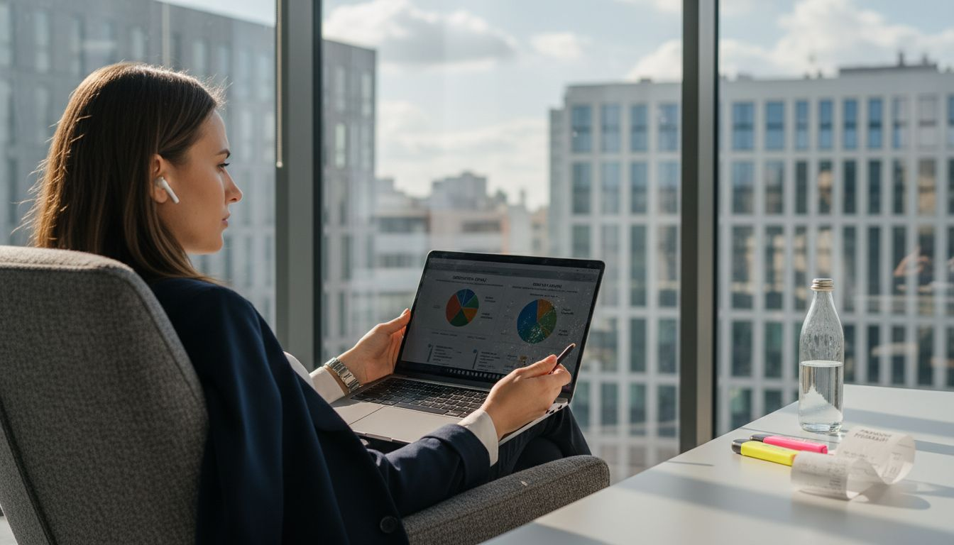 Menedżer analizuje grupę docelową na swoim laptopie