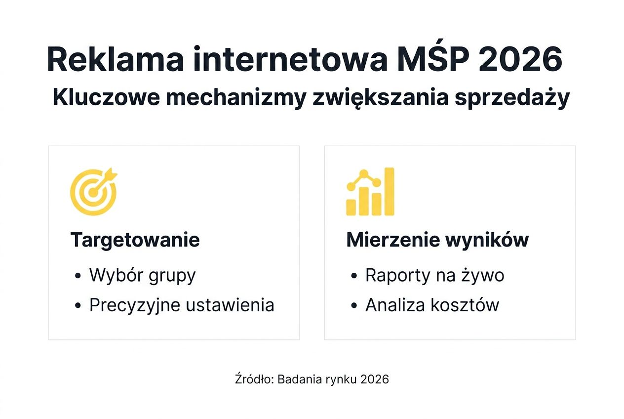 Infografika przedstawiająca, jak działają reklamy internetowe w małych i średnich firmach