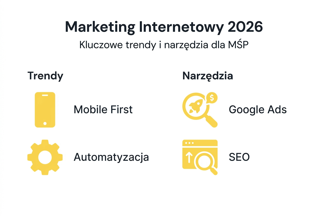 Infografika przedstawiająca najnowsze trendy w marketingu internetowym