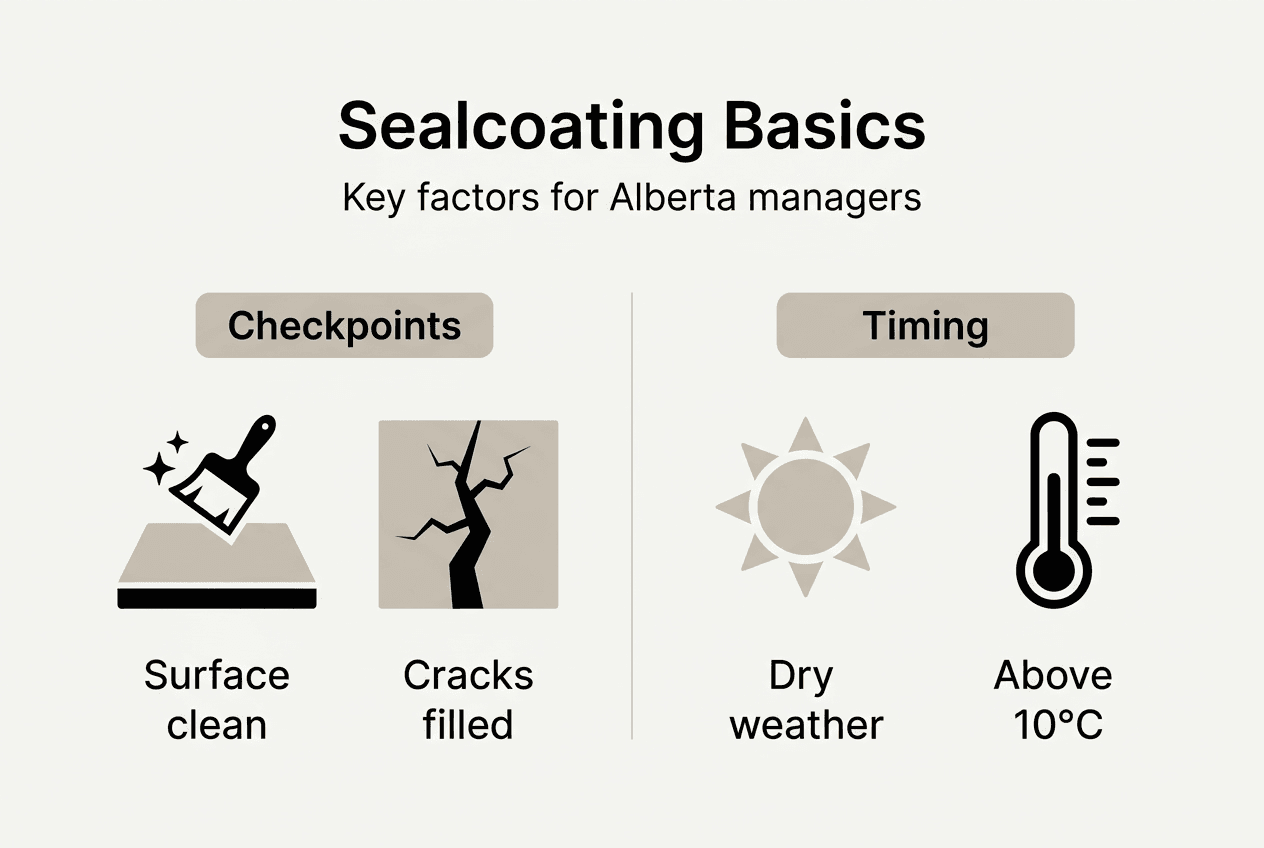Infographic showing sealcoating steps and timing
