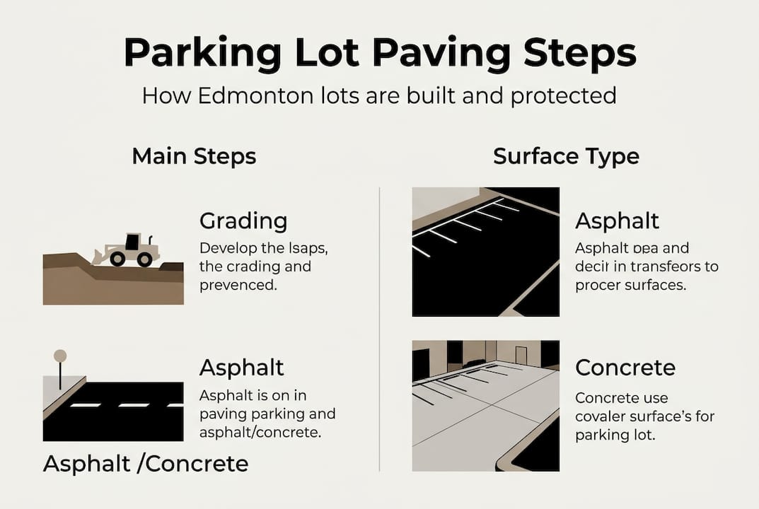 Infographic outlining parking lot paving steps