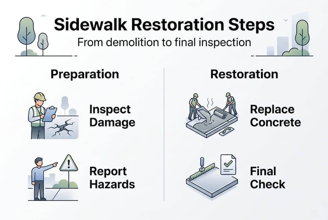 Infographic of sidewalk restoration process steps