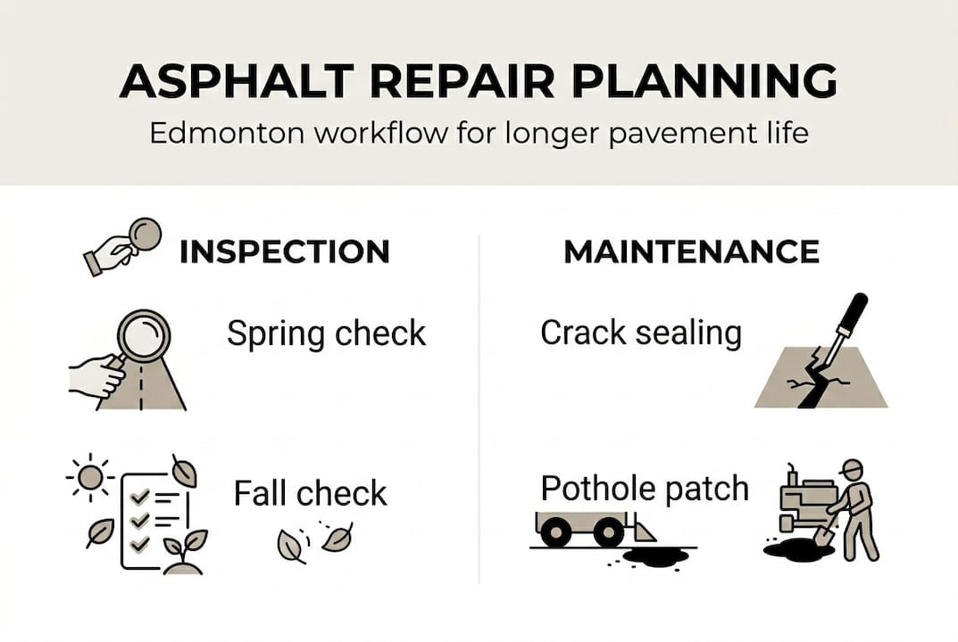 Infographic detailing asphalt repair and maintenance steps