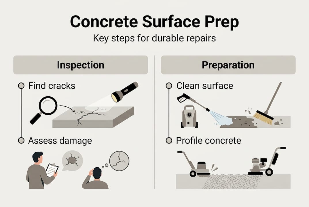 Infographic of concrete prep and inspection steps