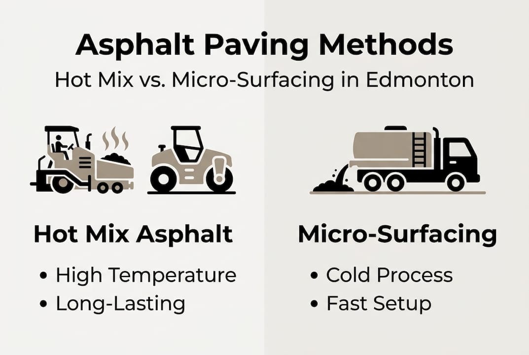 Infographic comparing two asphalt paving methods