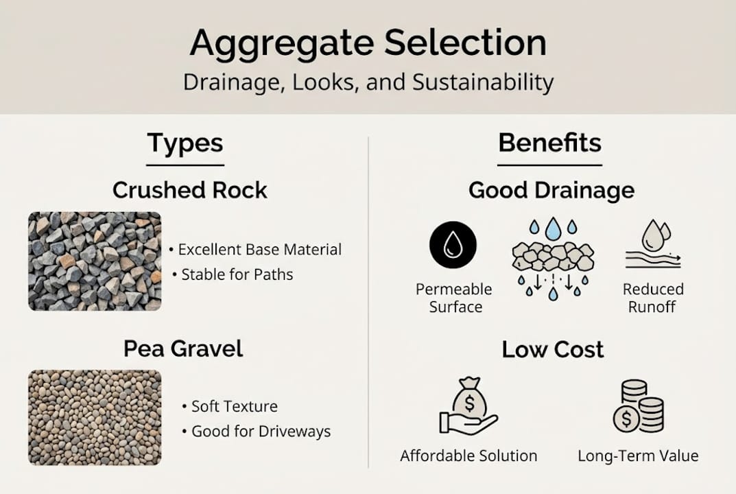 Infographic with aggregate types and benefits overview