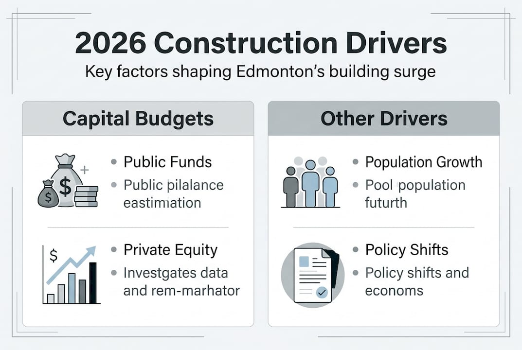 Infographic showing drivers of Edmonton construction