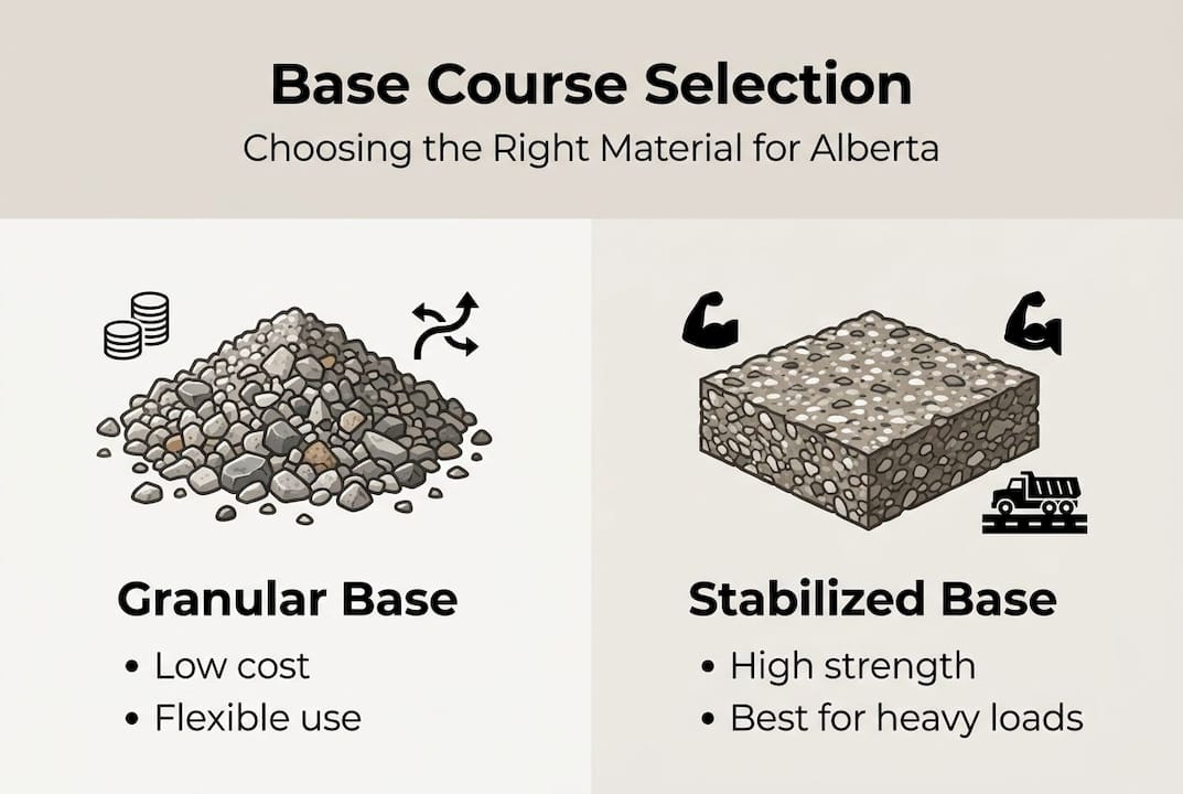 Infographic comparing base course material types