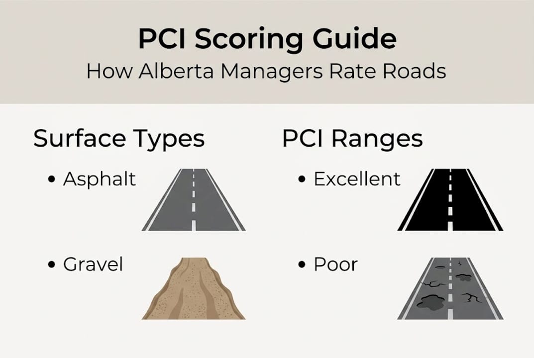 Infographic showing PCI scoring for Alberta roads