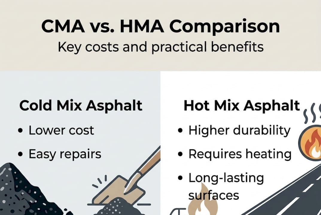 Infographic comparing cold and hot mix asphalt