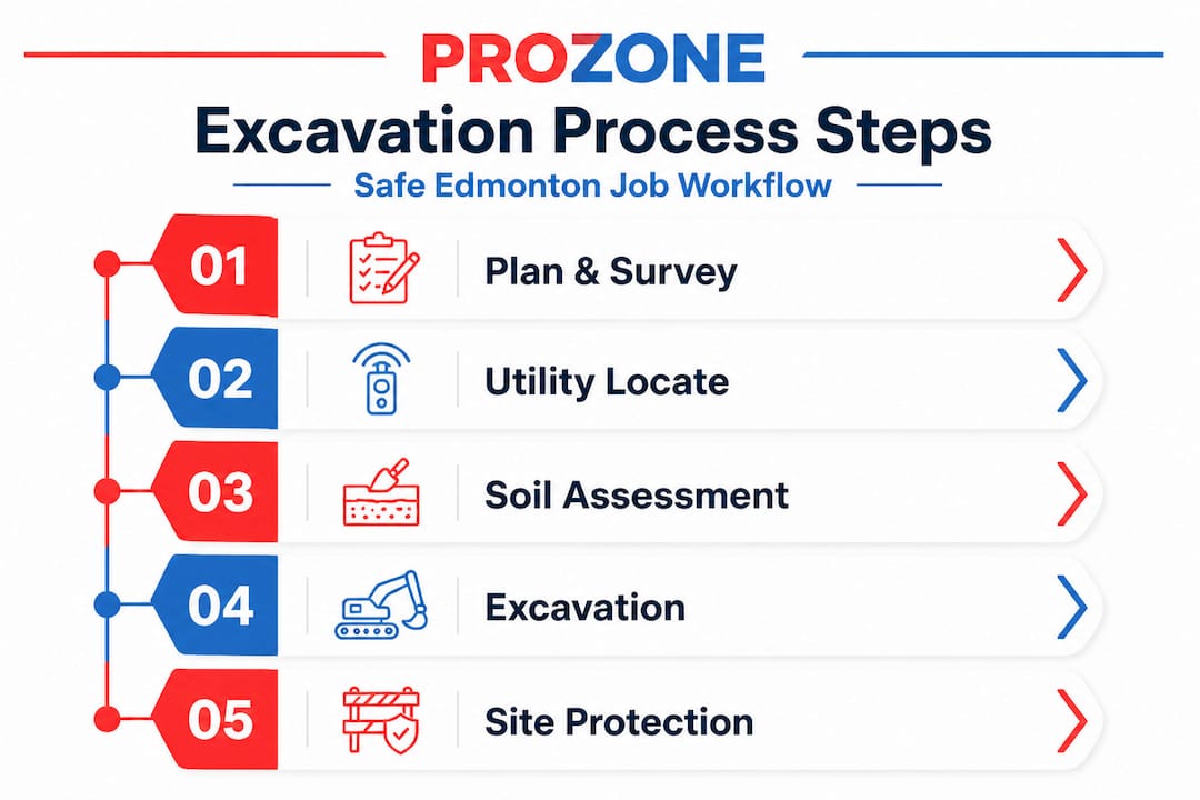 Infographic showing main steps of excavation process