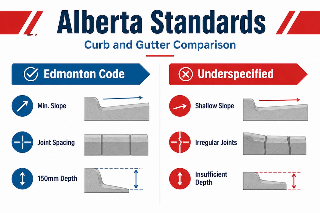 Infographic comparing standards for curb and gutter