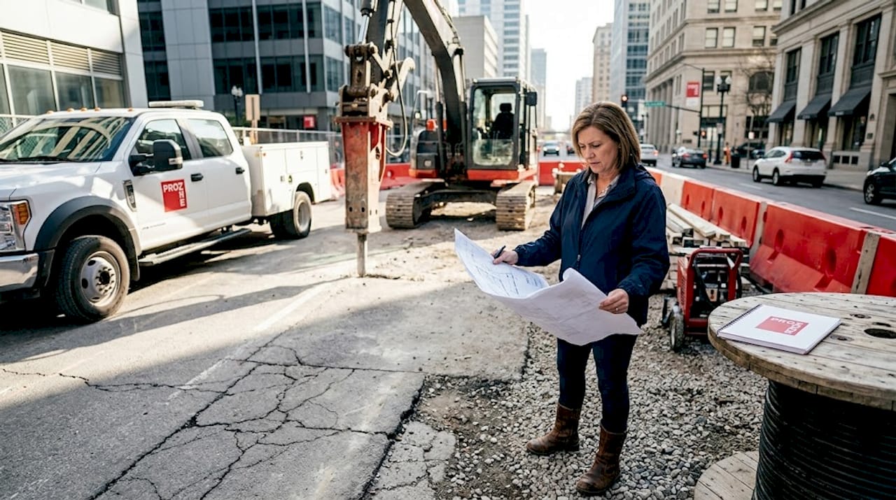 Property manager reviews parking lot overlay options