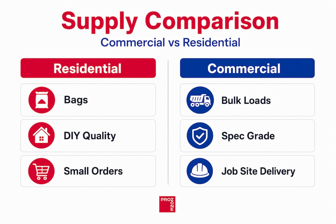 Infographic comparing commercial versus residential supply