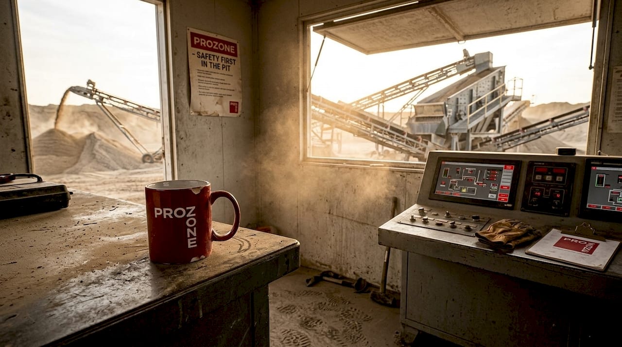 Operator oversees sand and gravel processing equipment