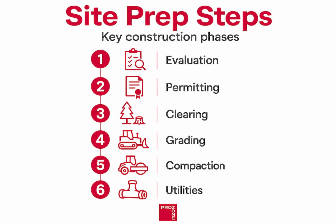 Infographic showing site preparation steps in order