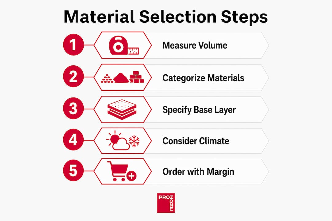 Infographic outlining landscape material selection steps
