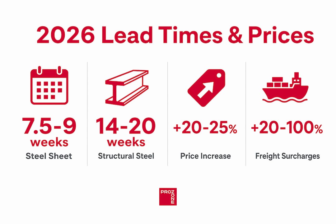 Infographic displaying 2026 material lead times and pricing changes