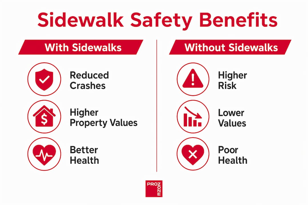 Infographic comparing benefits of sidewalks