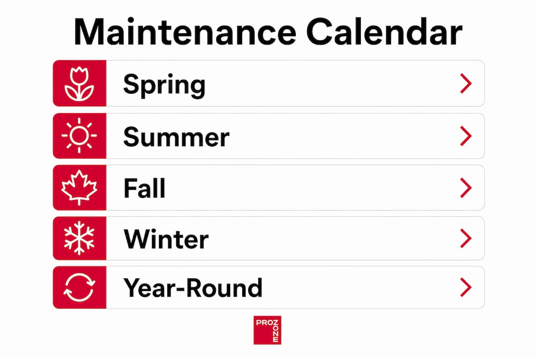 Vertical flow infographic of maintenance calendar