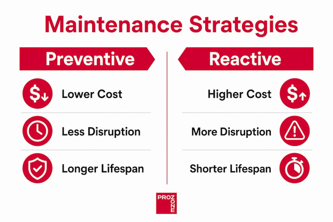 Comparative infographic of maintenance strategies