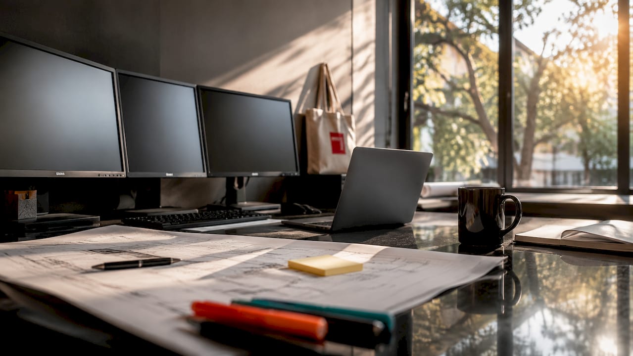 Digital carbon tracking workspace with blueprints