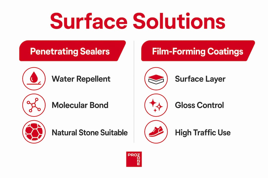 Infographic comparing exterior surface solution types