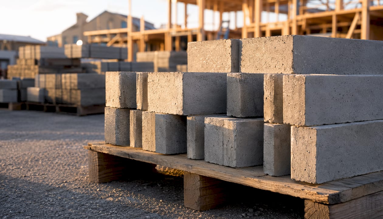 Close-up of durable concrete blocks
