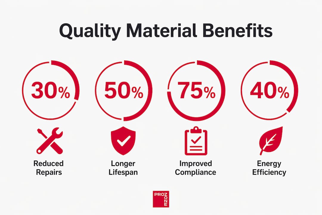 Infographic highlighting benefits of quality construction materials in Alberta