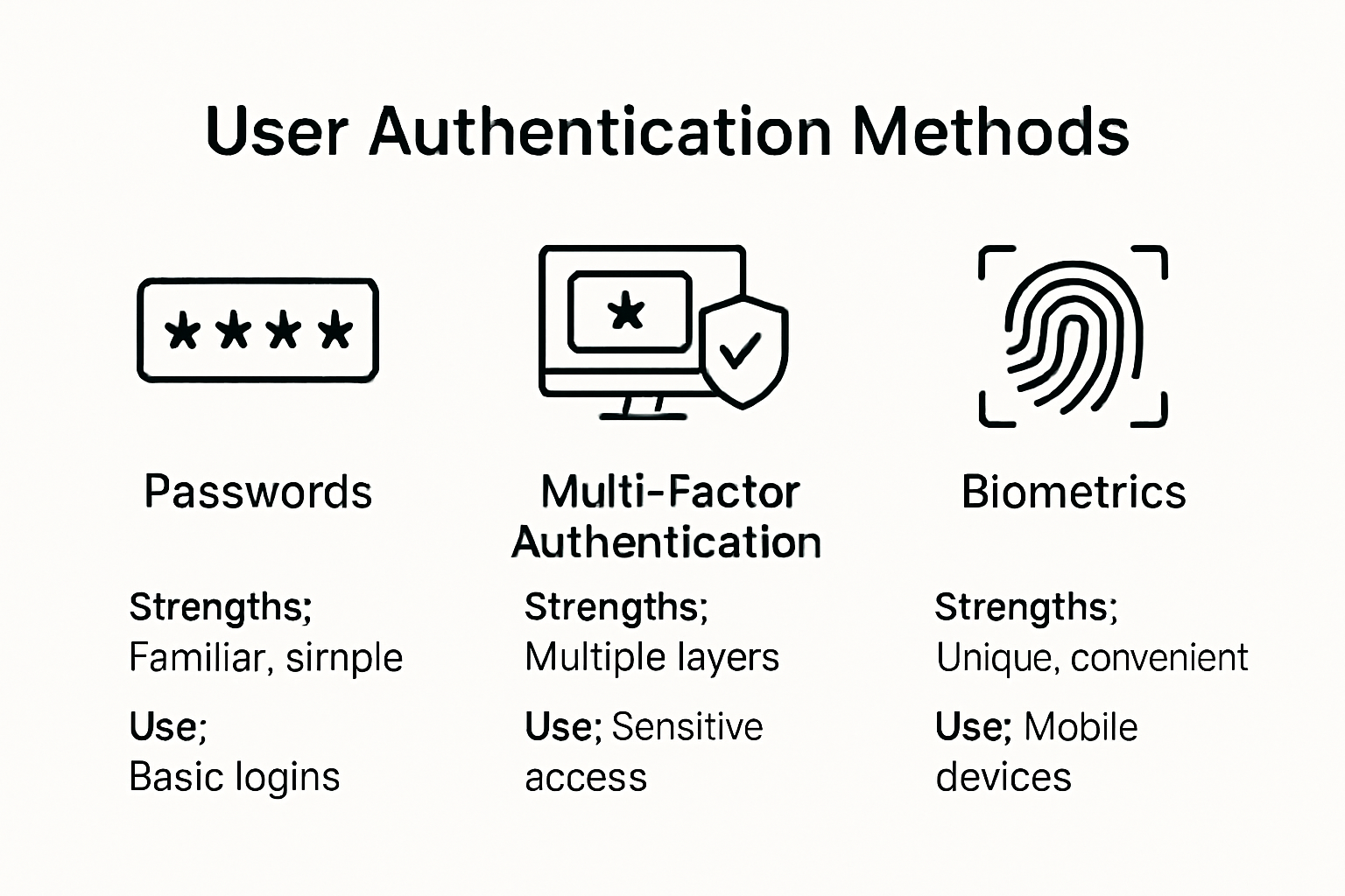 Comparison of user authentication techniques infographic
