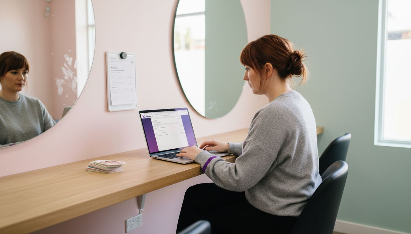 Beauty salon owner edits invoice template