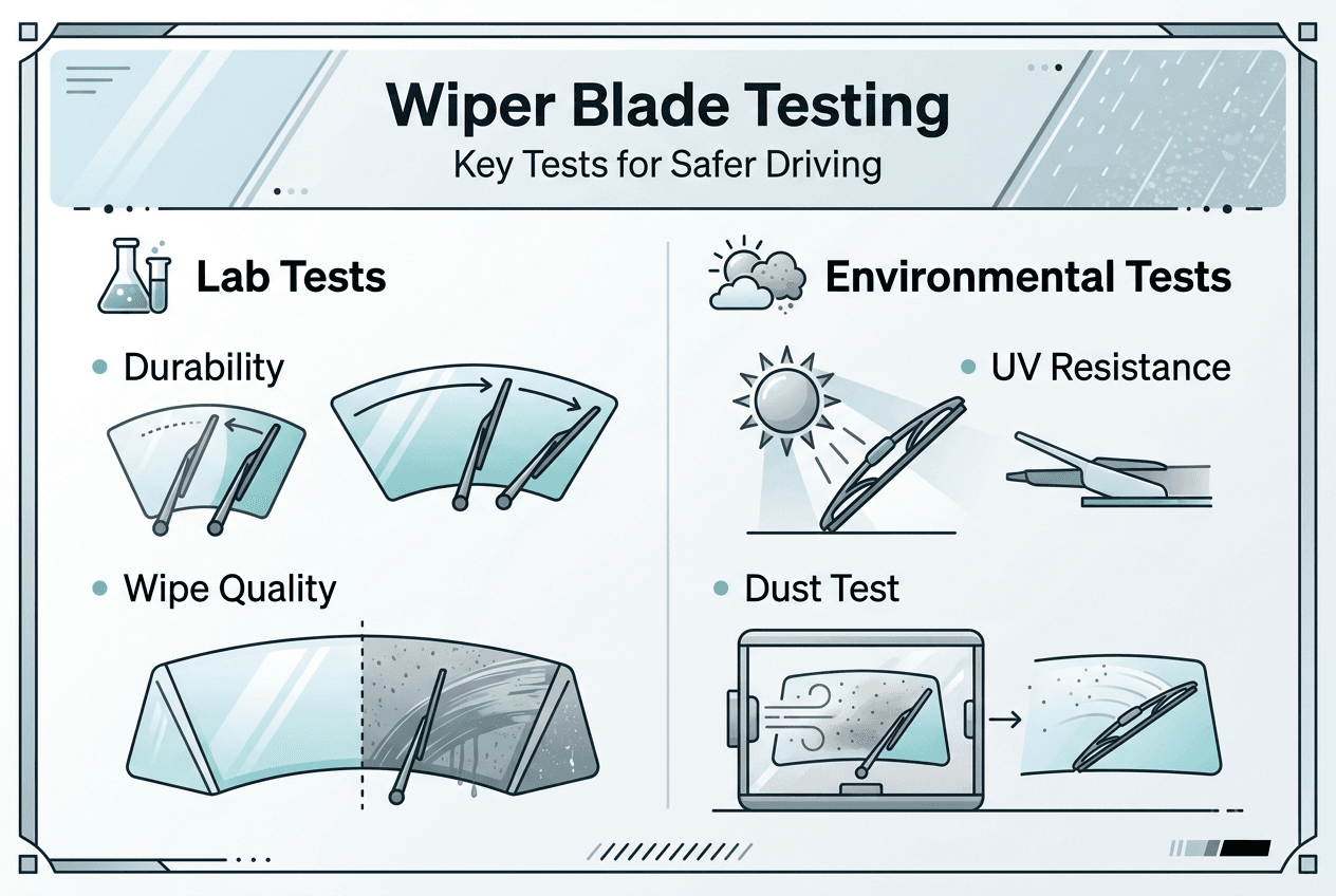 Infographic showing wiper blade test types
