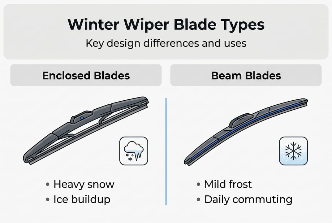 Infographic about winter wiper blade types