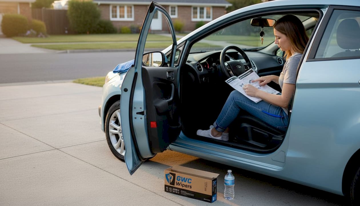Car prepared for wiper blade replacement