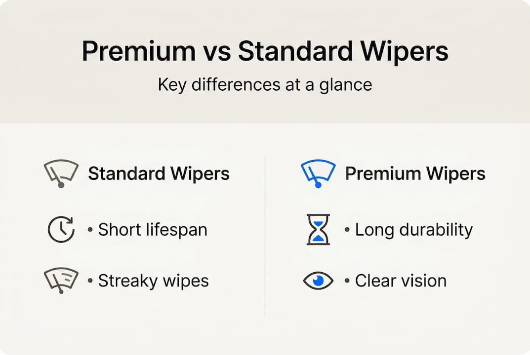 Infographic comparing premium and standard wiper blades