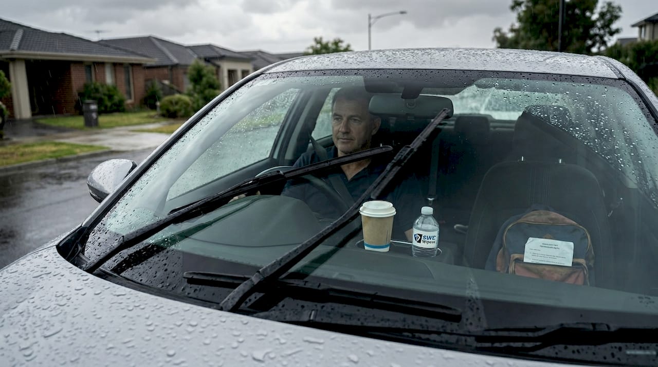 Driver using high quality wipers in rain