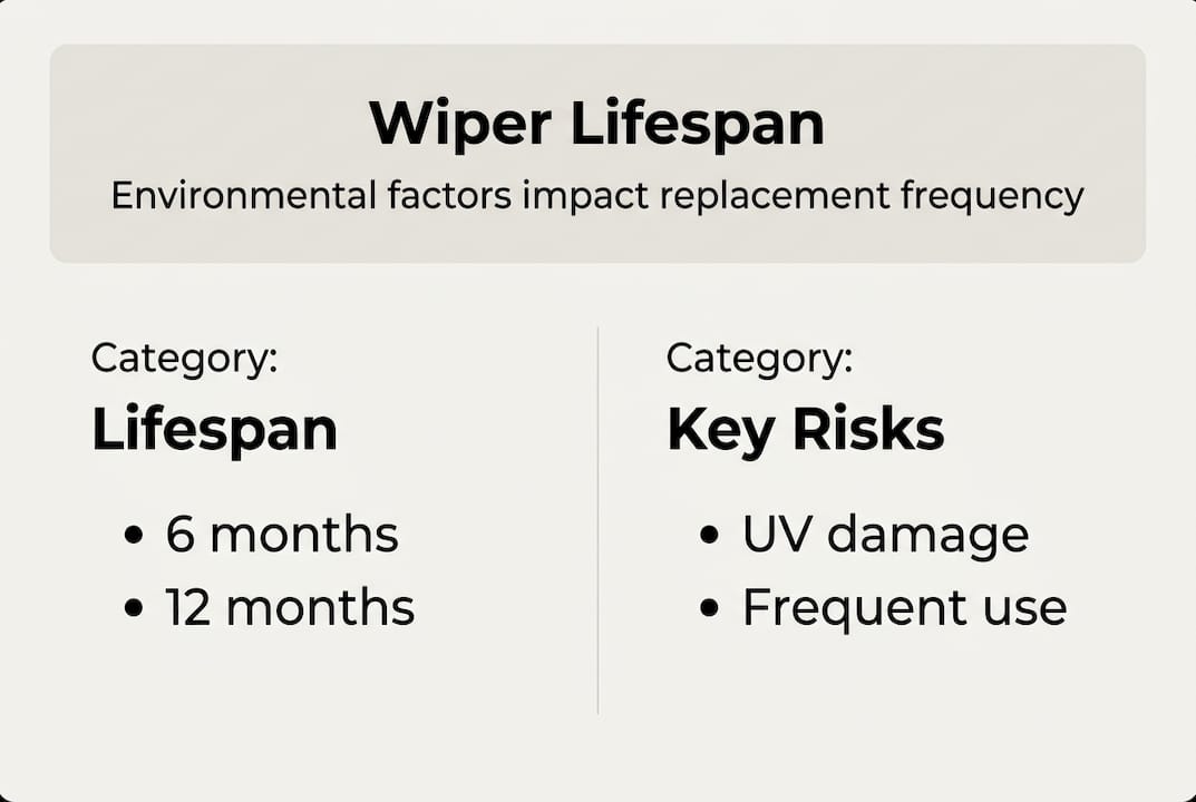 Infographic showing wiper lifespan and risk factors