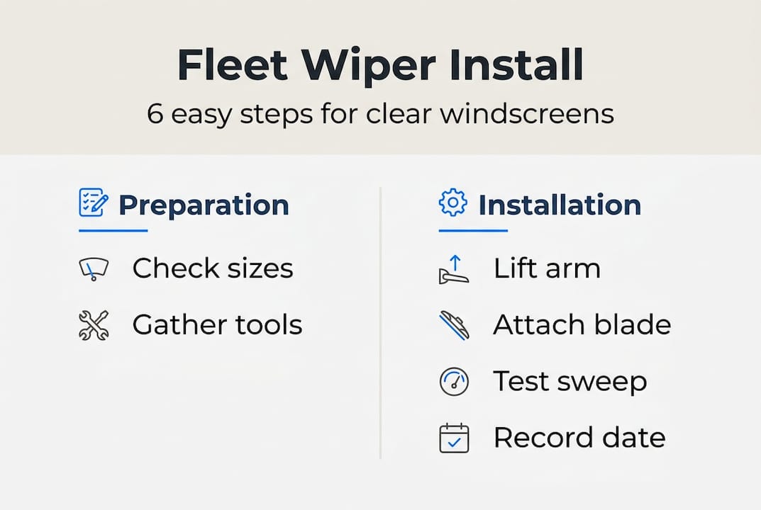 Infographic showing six fleet wiper installation steps