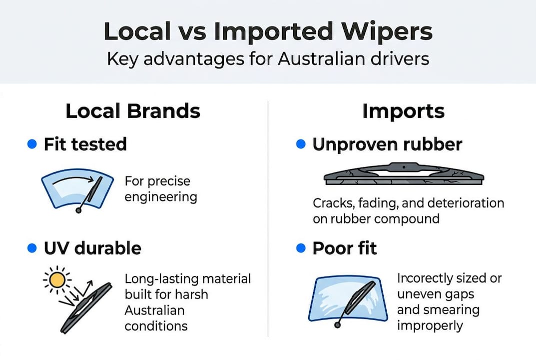 Infographic comparing local and imported wipers